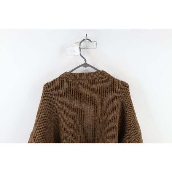 Vintage 60s 70s Rockabilly Mens 2XL Distressed Chunky Wool Ribbed Knit Sweater - Picture 7 of 8